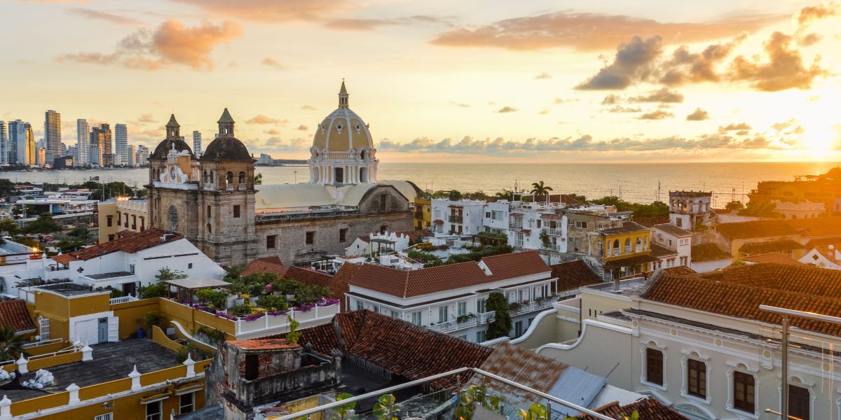 Cartagena, Colombia skyline, shown on the Live in Colombia page.